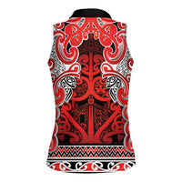 Aotearoa Iwi Ngapuhi Women Sleeveless Polo Shirt Maori Wharenui House Tribal Pattern LT9 - Polynesian Pride