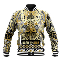 Aotearoa Iwi Ngati Whatua Baseball Jacket Maori Wharenui House Tribal Pattern LT9 Unisex Gold - Polynesian Pride