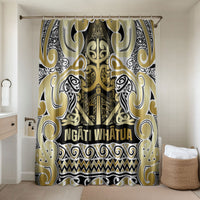 Aotearoa Iwi Ngati Whatua Bathroom Set Maori Wharenui House Tribal Pattern LT9 Shower Curtain Only Gold - Polynesian Pride