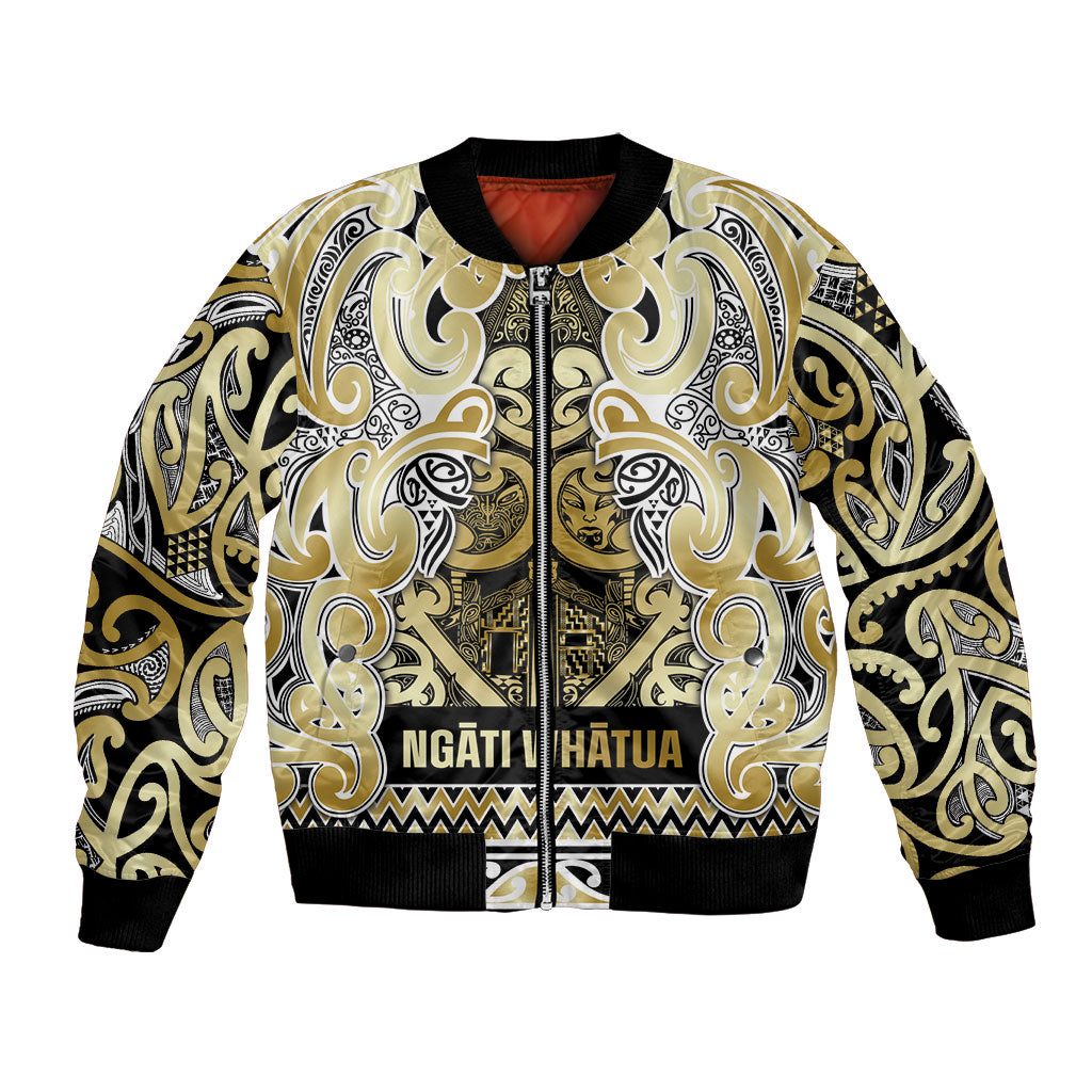 Aotearoa Iwi Ngati Whatua Bomber Jacket Maori Wharenui House Tribal Pattern LT9 Unisex Gold - Polynesian Pride