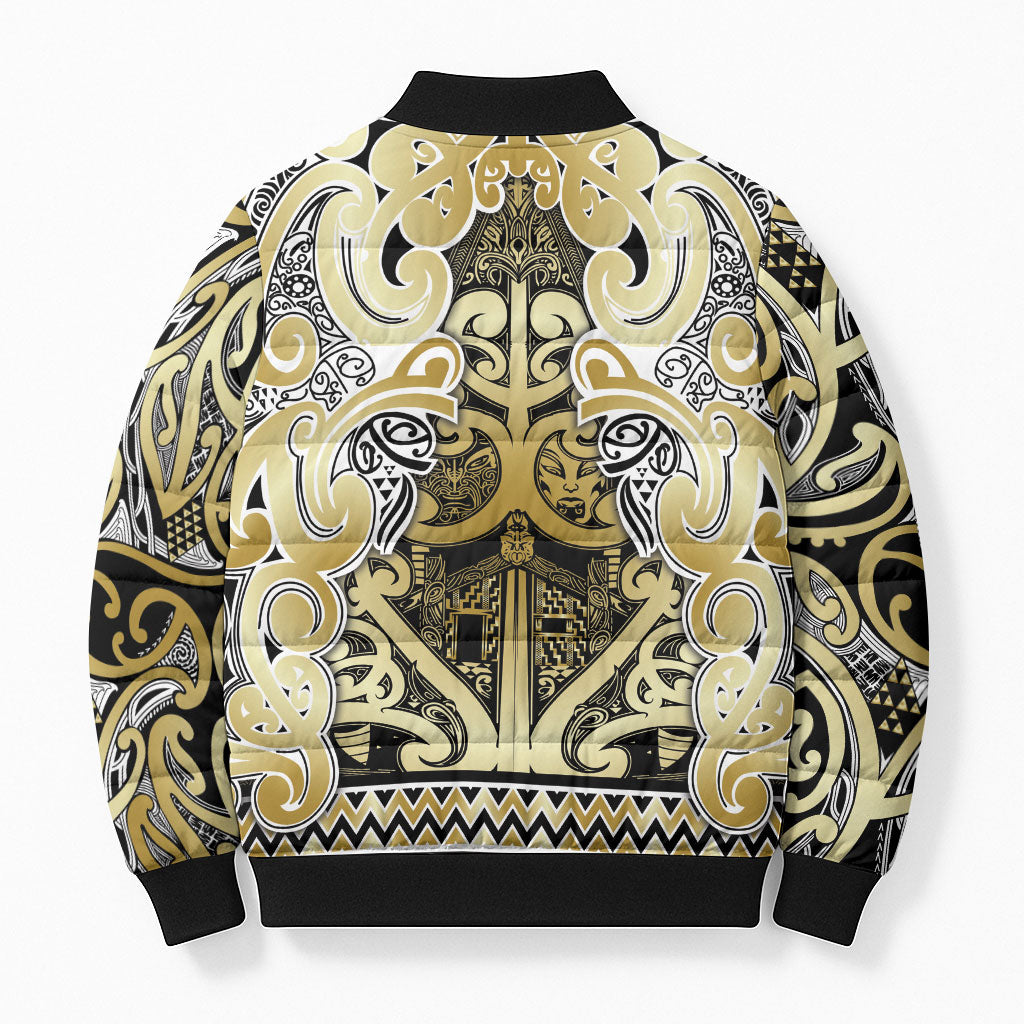 Aotearoa Iwi Ngati Whatua Bomber Puffer Jacket Maori Wharenui House Tribal Pattern LT9 - Polynesian Pride