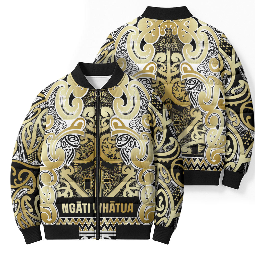 Aotearoa Iwi Ngati Whatua Bomber Puffer Jacket Maori Wharenui House Tribal Pattern LT9 - Polynesian Pride
