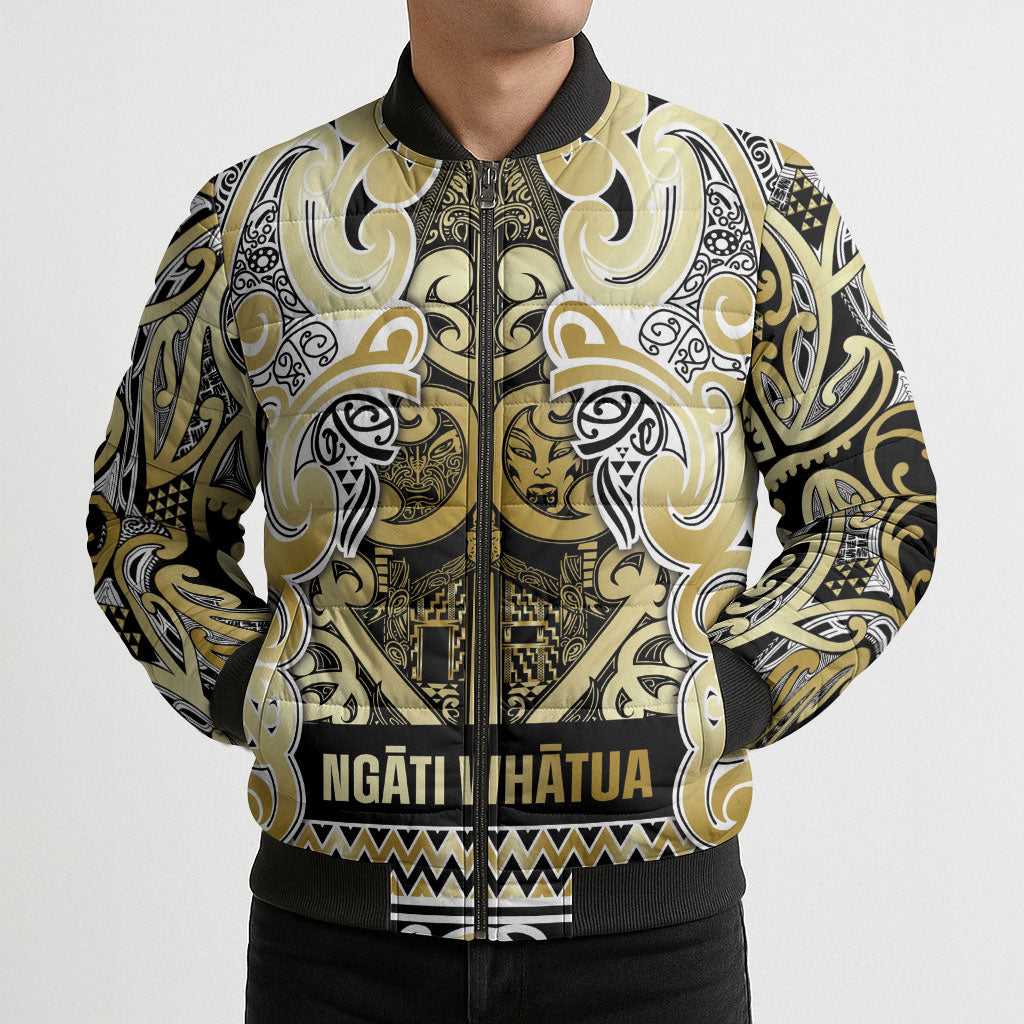 Aotearoa Iwi Ngati Whatua Bomber Puffer Jacket Maori Wharenui House Tribal Pattern LT9 - Polynesian Pride