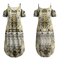 Aotearoa Iwi Ngati Whatua Couples Matching Summer Maxi Dress and Long Sleeve Button Shirt Maori Wharenui House Tribal Pattern LT9 - Polynesian Pride