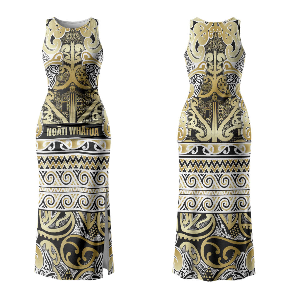 Aotearoa Iwi Ngati Whatua Couples Matching Tank Maxi Dress and Long Sleeve Button Shirt Maori Wharenui House Tribal Pattern LT9 - Polynesian Pride