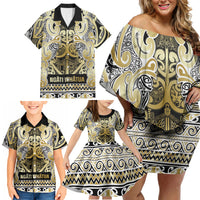 Aotearoa Iwi Ngati Whatua Family Matching Off Shoulder Short Dress and Hawaiian Shirt Maori Wharenui House Tribal Pattern LT9 - Polynesian Pride