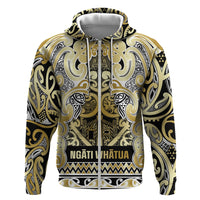 Aotearoa Iwi Ngati Whatua Hoodie Maori Wharenui House Tribal Pattern LT9 Zip Hoodie Gold - Polynesian Pride
