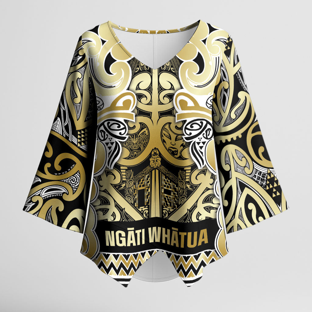 Aotearoa Iwi Ngati Whatua Kimono Sleeve Blouse Maori Wharenui House Tribal Pattern LT9 Female Gold - Polynesian Pride