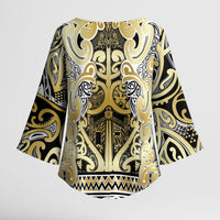 Aotearoa Iwi Ngati Whatua Kimono Sleeve Blouse Maori Wharenui House Tribal Pattern LT9 - Polynesian Pride
