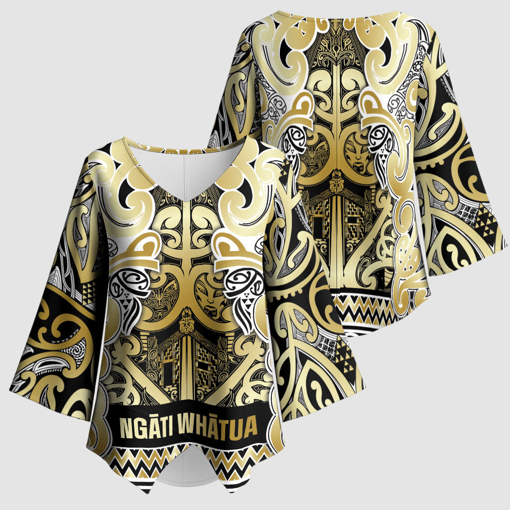 Aotearoa Iwi Ngati Whatua Kimono Sleeve Blouse Maori Wharenui House Tribal Pattern LT9 - Polynesian Pride