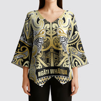 Aotearoa Iwi Ngati Whatua Kimono Sleeve Blouse Maori Wharenui House Tribal Pattern LT9 - Polynesian Pride