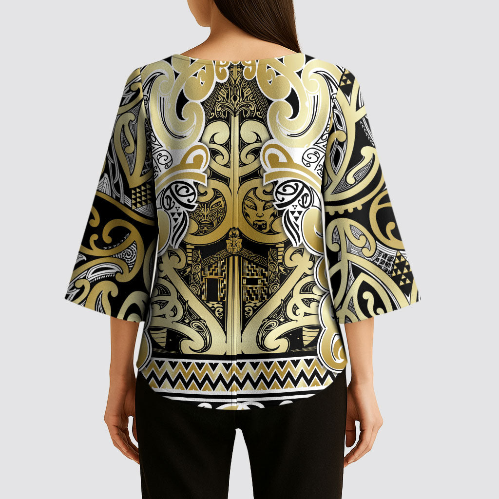 Aotearoa Iwi Ngati Whatua Kimono Sleeve Blouse Maori Wharenui House Tribal Pattern LT9 - Polynesian Pride