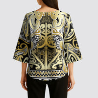 Aotearoa Iwi Ngati Whatua Kimono Sleeve Blouse Maori Wharenui House Tribal Pattern LT9 - Polynesian Pride