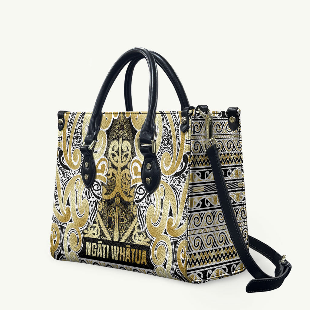Aotearoa Iwi Ngati Whatua Leather Bag Maori Wharenui House Tribal Pattern LT9 Gold - Polynesian Pride