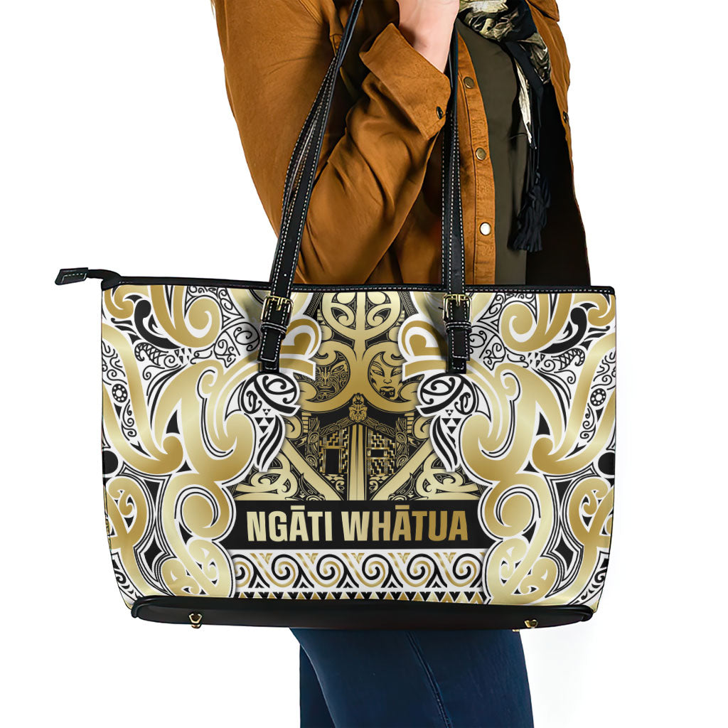 Aotearoa Iwi Ngati Whatua Leather Tote Bag Maori Wharenui House Tribal Pattern LT9 - Polynesian Pride