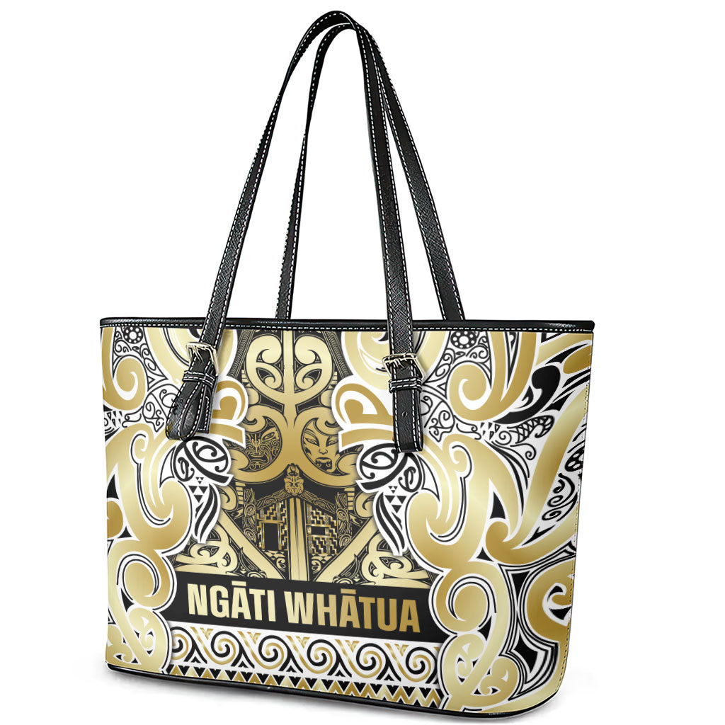 Aotearoa Iwi Ngati Whatua Leather Tote Bag Maori Wharenui House Tribal Pattern LT9 - Polynesian Pride