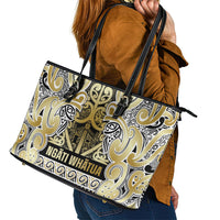 Aotearoa Iwi Ngati Whatua Leather Tote Bag Maori Wharenui House Tribal Pattern LT9 - Polynesian Pride