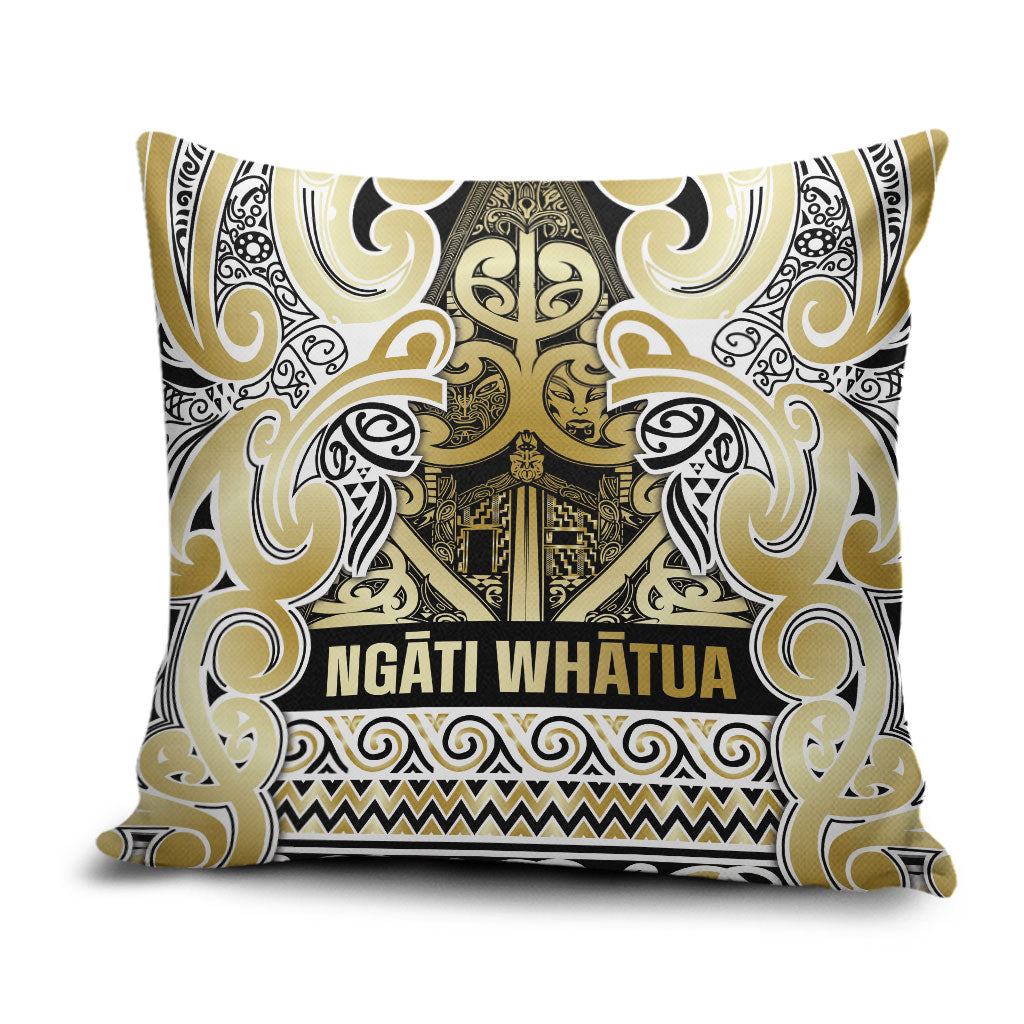 Aotearoa Iwi Ngati Whatua Pillow Cover Maori Wharenui House Tribal Pattern LT9 Gold - Polynesian Pride