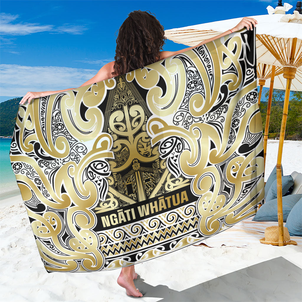Aotearoa Iwi Ngati Whatua Sarong Maori Wharenui House Tribal Pattern LT9 One Size 44 x 66 inches Gold - Polynesian Pride