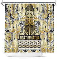 Aotearoa Iwi Ngati Whatua Shower Curtain Maori Wharenui House Tribal Pattern LT9 Gold - Polynesian Pride