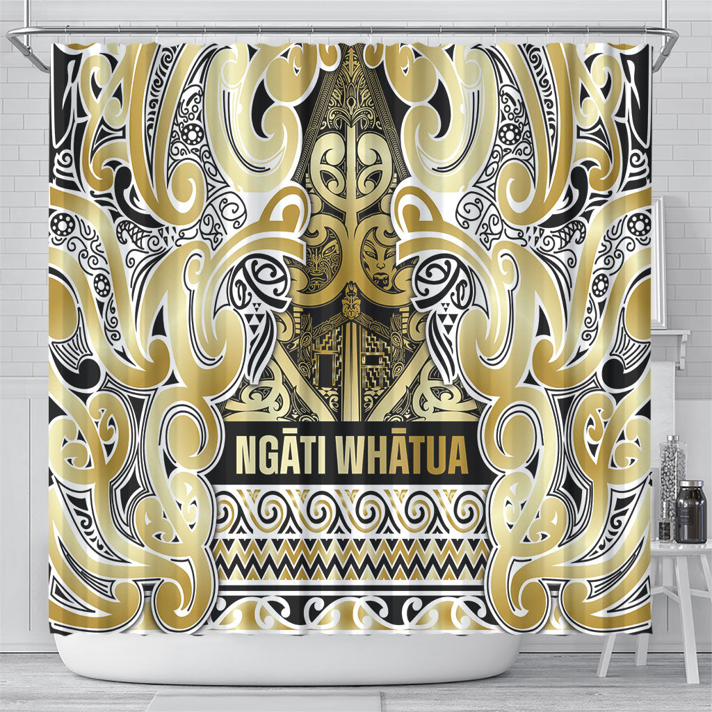 Aotearoa Iwi Ngati Whatua Shower Curtain Maori Wharenui House Tribal Pattern LT9 - Polynesian Pride