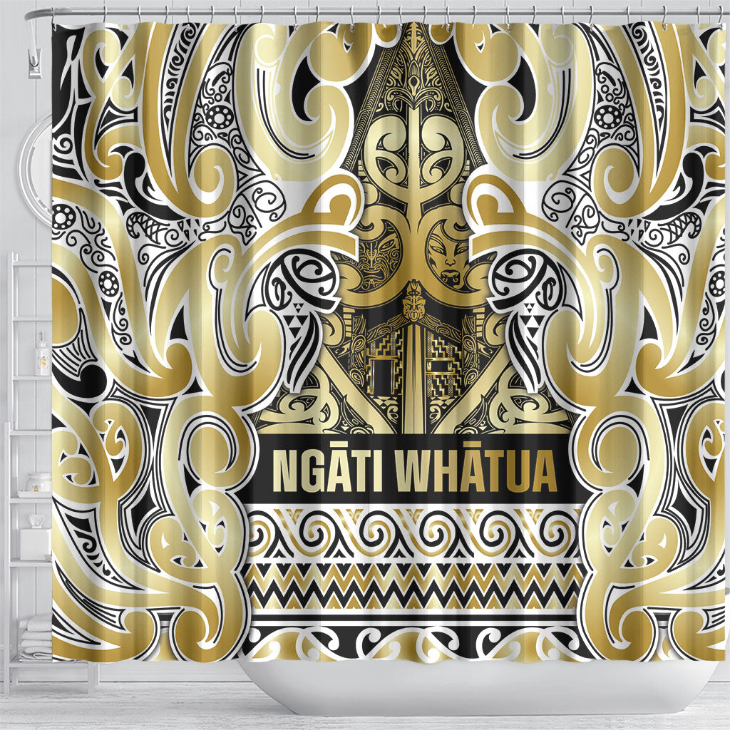 Aotearoa Iwi Ngati Whatua Shower Curtain Maori Wharenui House Tribal Pattern LT9 - Polynesian Pride