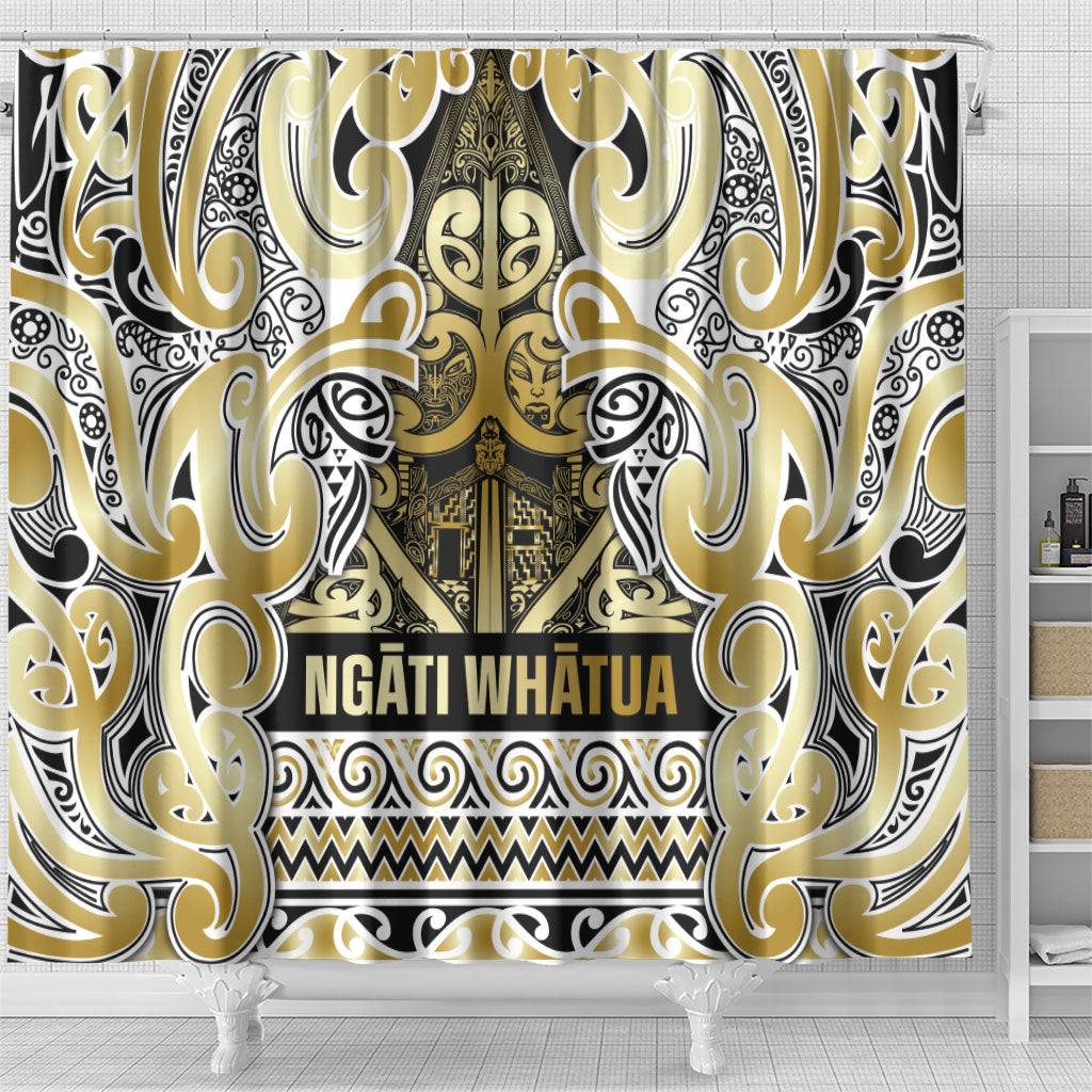 Aotearoa Iwi Ngati Whatua Shower Curtain Maori Wharenui House Tribal Pattern LT9 - Polynesian Pride