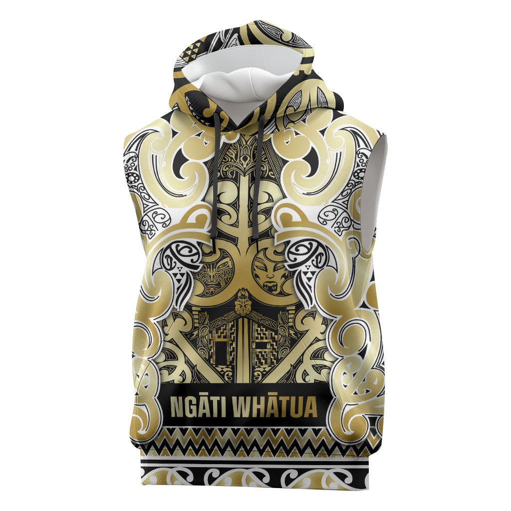 Aotearoa Iwi Ngati Whatua Sleeveless Hoodie Maori Wharenui House Tribal Pattern LT9 Gold - Polynesian Pride