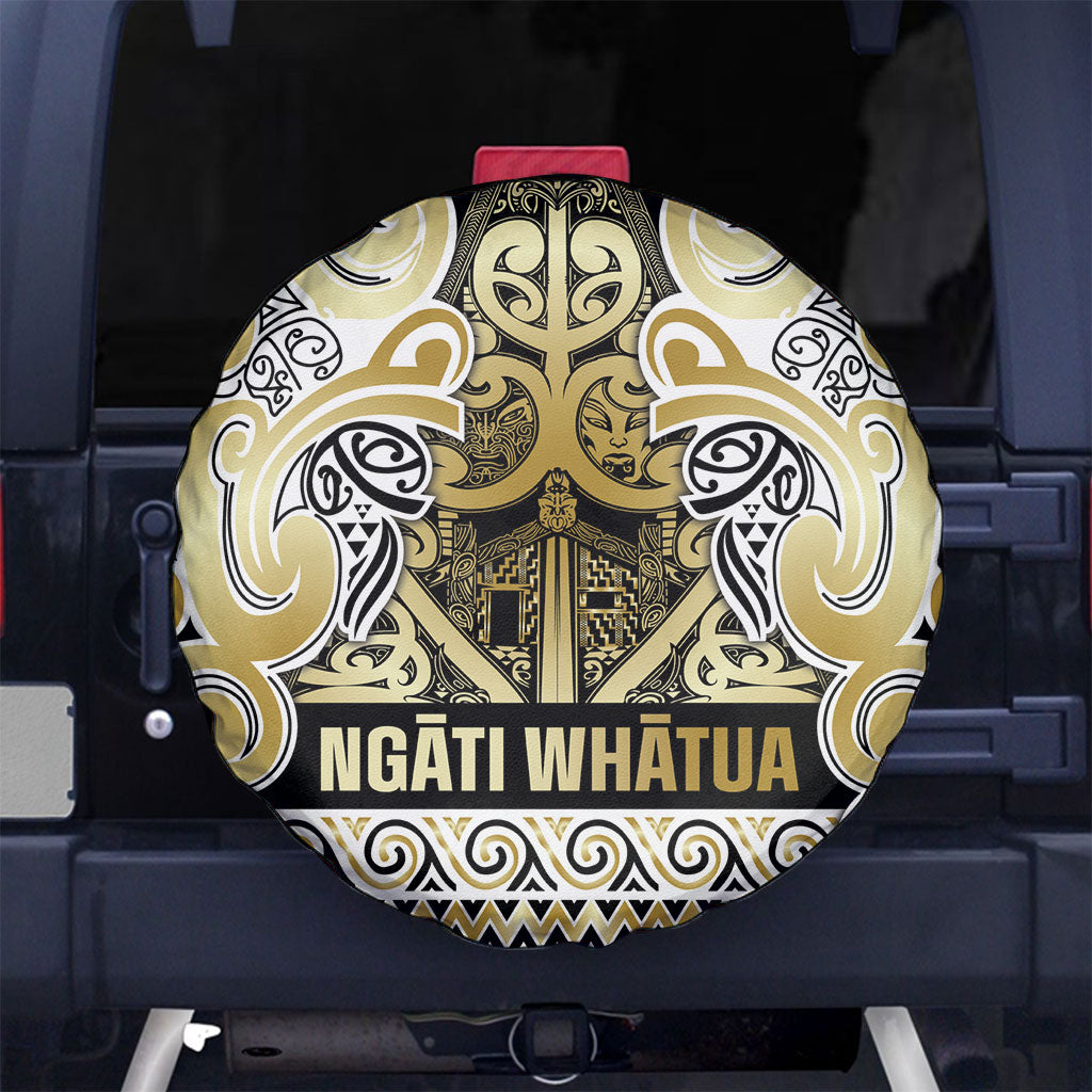 Aotearoa Iwi Ngati Whatua Spare Tire Cover Maori Wharenui House Tribal Pattern LT9 No hole Gold - Polynesian Pride