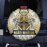 Aotearoa Iwi Ngati Whatua Spare Tire Cover Maori Wharenui House Tribal Pattern LT9 No hole Gold - Polynesian Pride