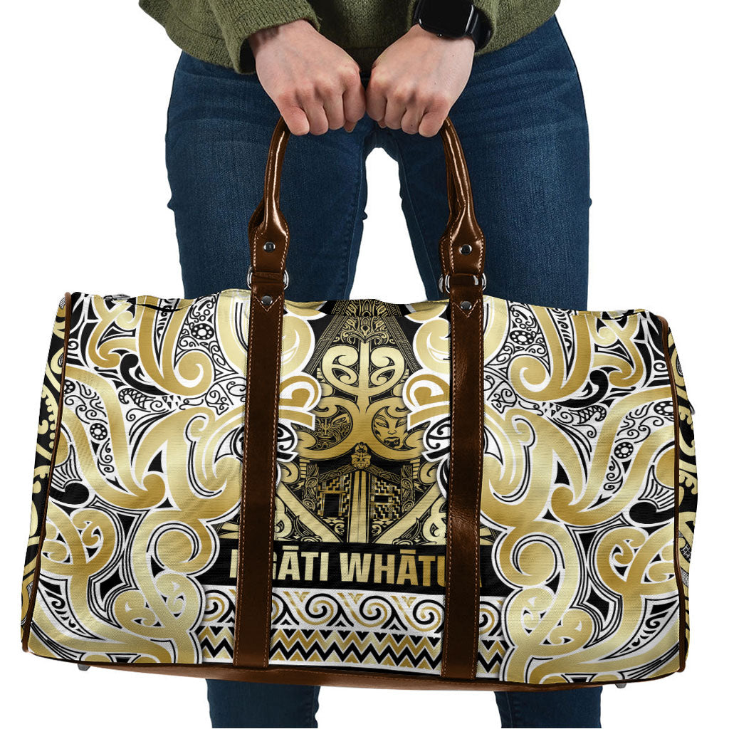Aotearoa Iwi Ngati Whatua Travel Bag Maori Wharenui House Tribal Pattern LT9 Gold - Polynesian Pride