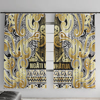 Aotearoa Iwi Ngati Whatua Window Curtain Maori Wharenui House Tribal Pattern LT9 With Hooks Gold - Polynesian Pride