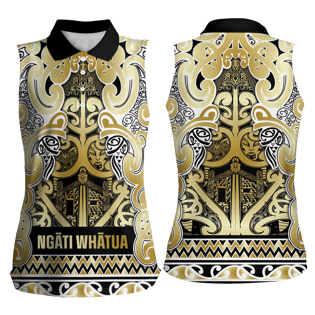 Aotearoa Iwi Ngati Whatua Women Sleeveless Polo Shirt Maori Wharenui House Tribal Pattern LT9 - Polynesian Pride