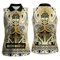 Aotearoa Iwi Ngati Whatua Women Sleeveless Polo Shirt Maori Wharenui House Tribal Pattern LT9 - Polynesian Pride