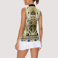 Aotearoa Iwi Ngati Whatua Women Sleeveless Polo Shirt Maori Wharenui House Tribal Pattern LT9 - Polynesian Pride