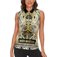 Aotearoa Iwi Ngati Whatua Women Sleeveless Polo Shirt Maori Wharenui House Tribal Pattern LT9 - Polynesian Pride