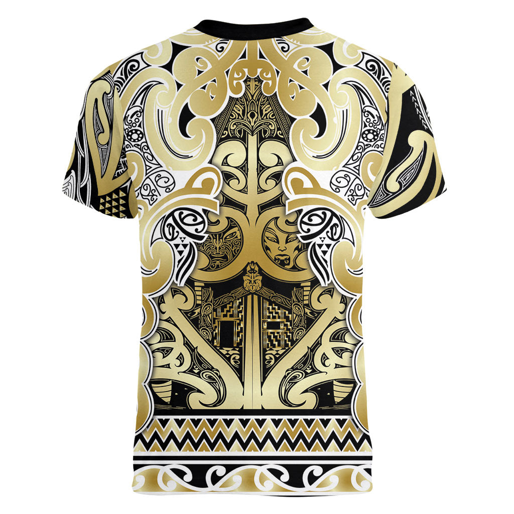 Aotearoa Iwi Ngati Whatua Women V-Neck T-Shirt Maori Wharenui House Tribal Pattern LT9 - Polynesian Pride