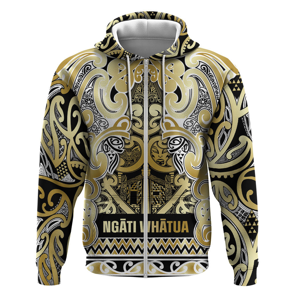 Aotearoa Iwi Ngati Whatua Zip Hoodie Maori Wharenui House Tribal Pattern LT9 Zip Hoodie Gold - Polynesian Pride