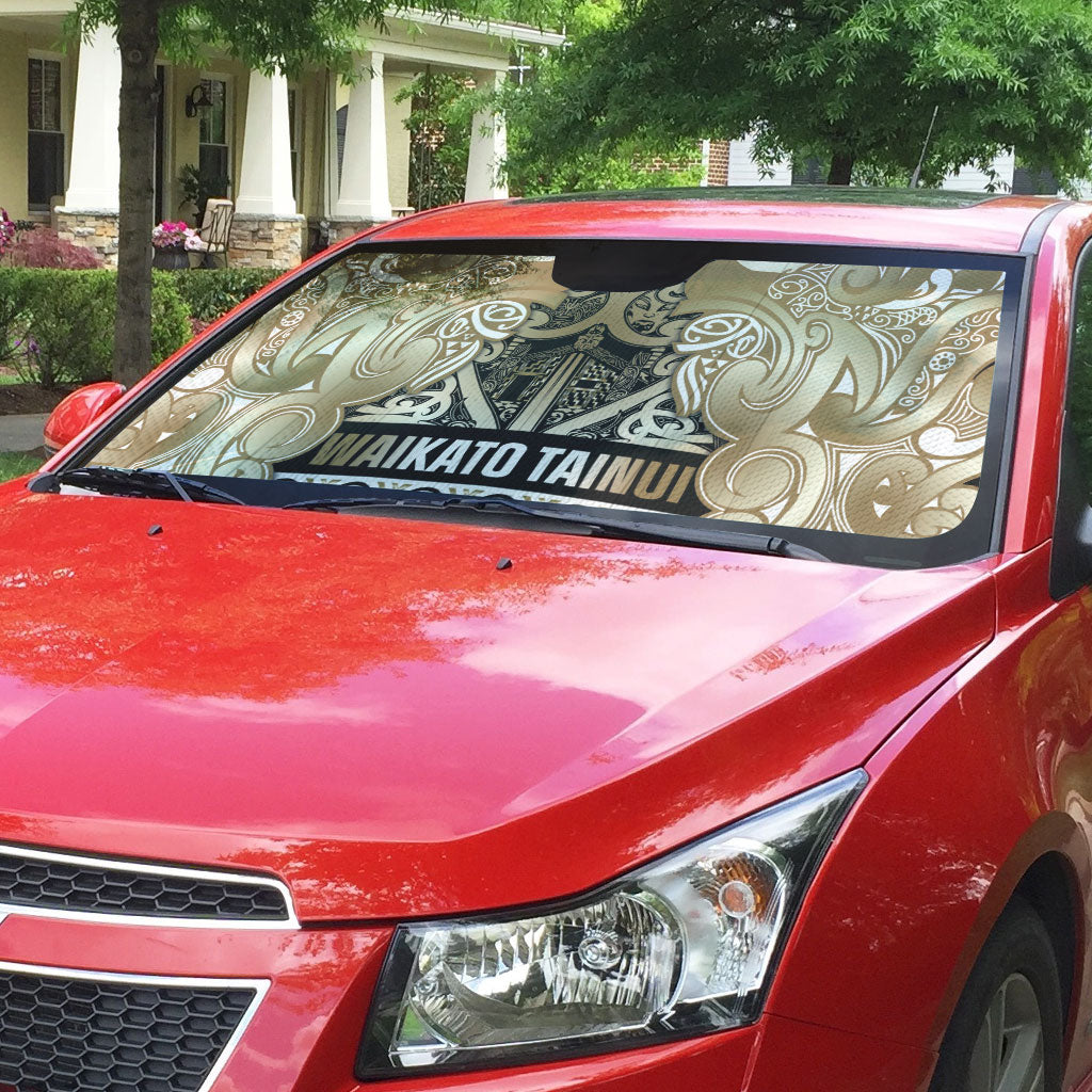 Aotearoa Iwi Waikato Tainui Auto Sun Shade Maori Wharenui House Tribal Pattern LT9 - Polynesian Pride