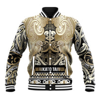 Aotearoa Iwi Waikato Tainui Baseball Jacket Maori Wharenui House Tribal Pattern LT9 Unisex Light Gold - Polynesian Pride