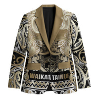 Aotearoa Iwi Waikato Tainui Blazer Maori Wharenui House Tribal Pattern LT9 Unisex Light Gold - Polynesian Pride