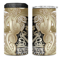 Aotearoa Iwi Waikato Tainui 4 in 1 Can Cooler Tumbler Maori Wharenui House Tribal Pattern LT9 One Size: 16 oz Light Gold - Polynesian Pride