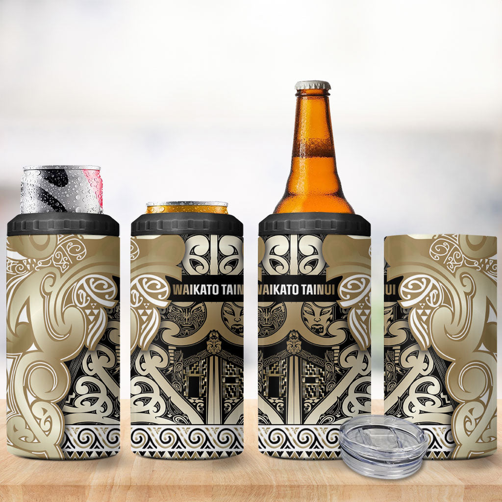 Aotearoa Iwi Waikato Tainui 4 in 1 Can Cooler Tumbler Maori Wharenui House Tribal Pattern LT9 - Polynesian Pride