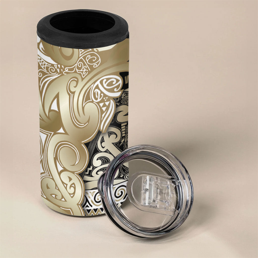 Aotearoa Iwi Waikato Tainui 4 in 1 Can Cooler Tumbler Maori Wharenui House Tribal Pattern LT9 - Polynesian Pride