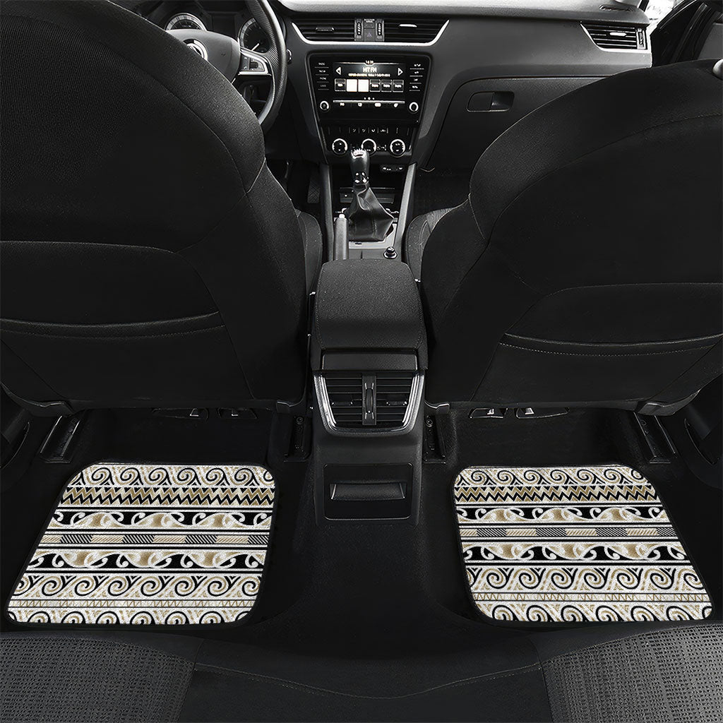 Aotearoa Iwi Waikato Tainui Car Mats Maori Wharenui House Tribal Pattern LT9 Set 2pcs - Back Light Gold - Polynesian Pride