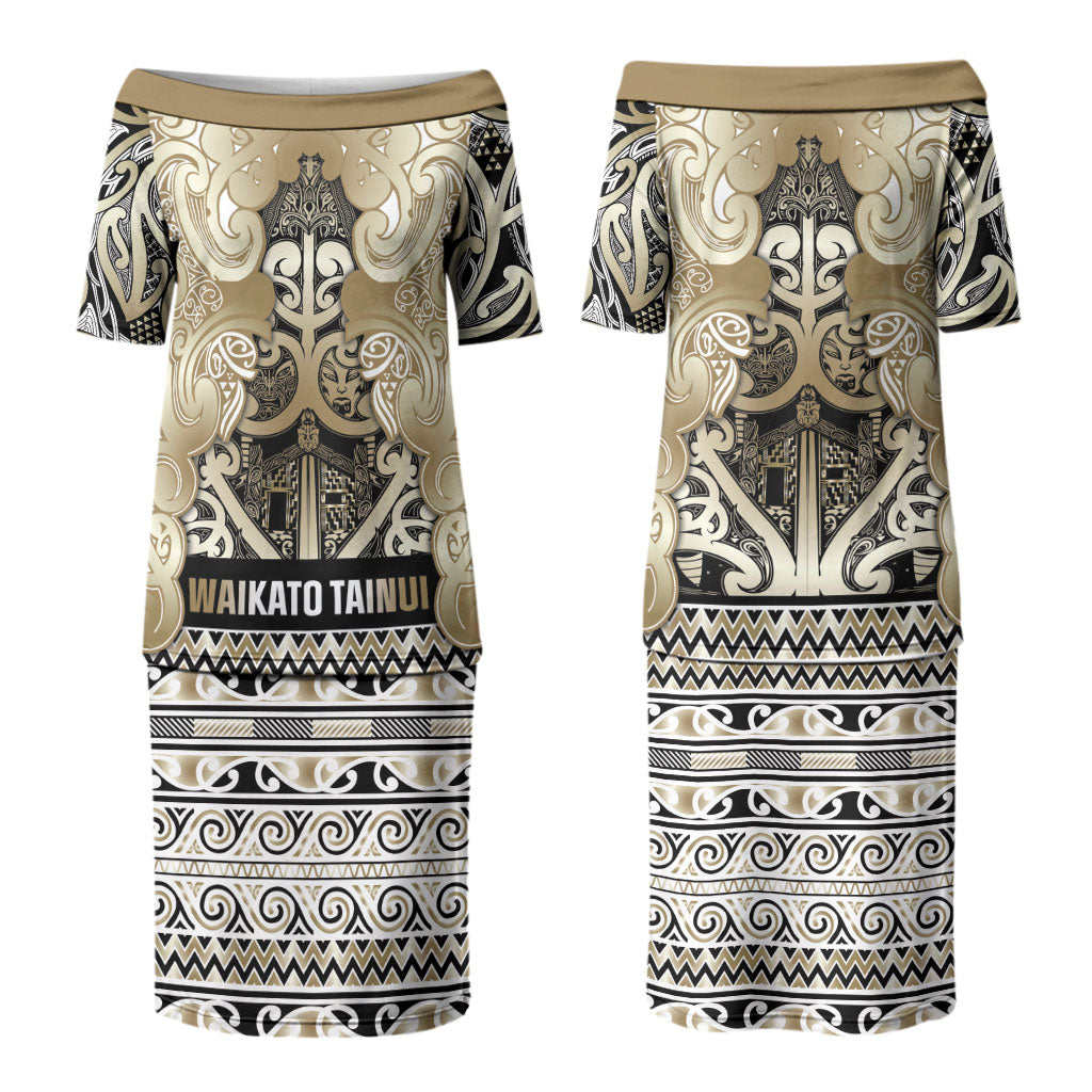 Aotearoa Iwi Waikato Tainui Couples Matching Puletasi and Hawaiian Shirt Maori Wharenui House Tribal Pattern LT9 - Polynesian Pride