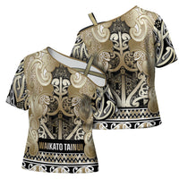 Aotearoa Iwi Waikato Tainui Cross Shoulder Shirt Maori Wharenui House Tribal Pattern LT9 - Polynesian Pride