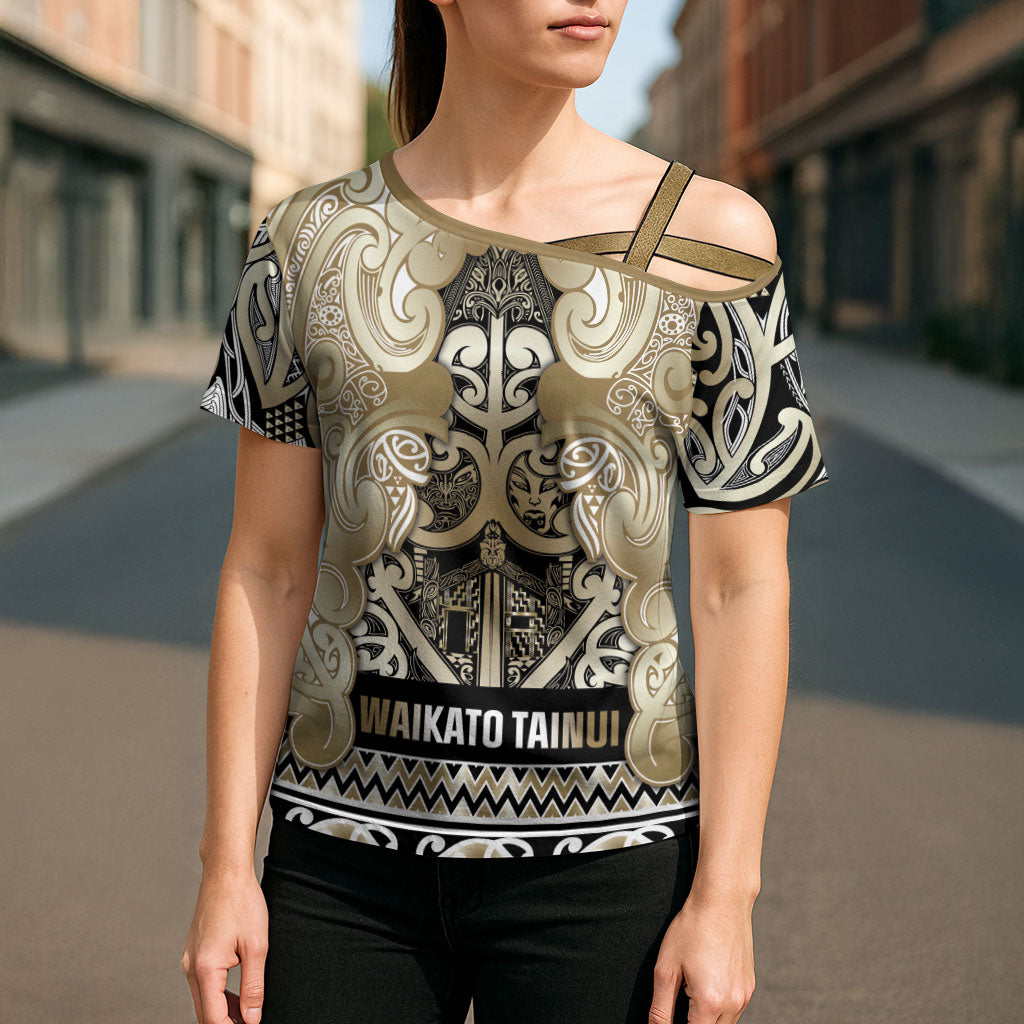 Aotearoa Iwi Waikato Tainui Cross Shoulder Shirt Maori Wharenui House Tribal Pattern LT9 - Polynesian Pride