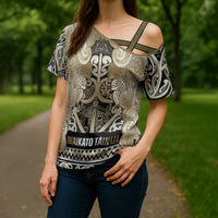 Aotearoa Iwi Waikato Tainui Cross Shoulder Shirt Maori Wharenui House Tribal Pattern LT9 - Polynesian Pride