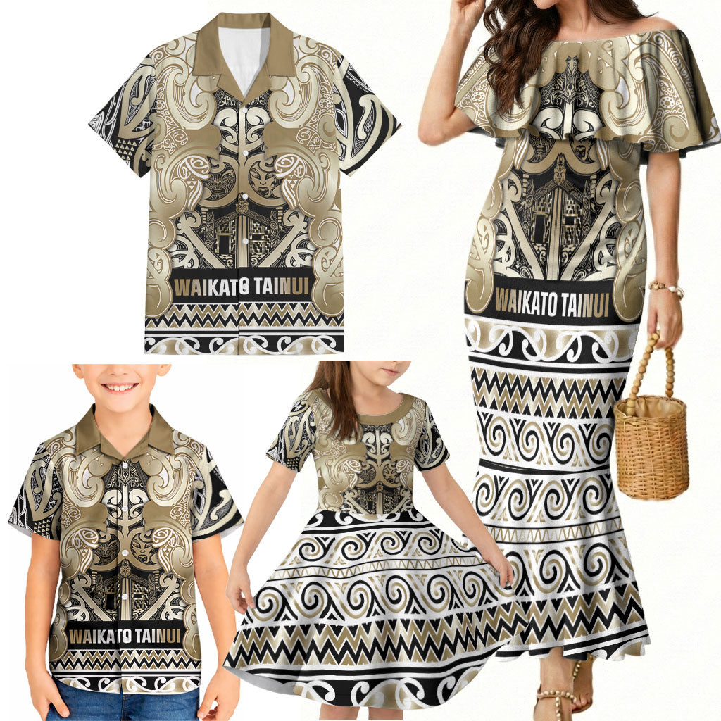 Aotearoa Iwi Waikato Tainui Family Matching Mermaid Dress and Hawaiian Shirt Maori Wharenui House Tribal Pattern LT9 - Polynesian Pride